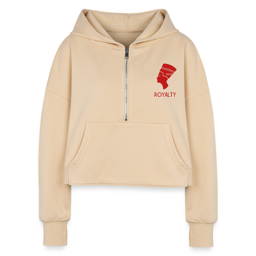 Nefertiti Royalty Half Zip Cropped Hoodie - nude