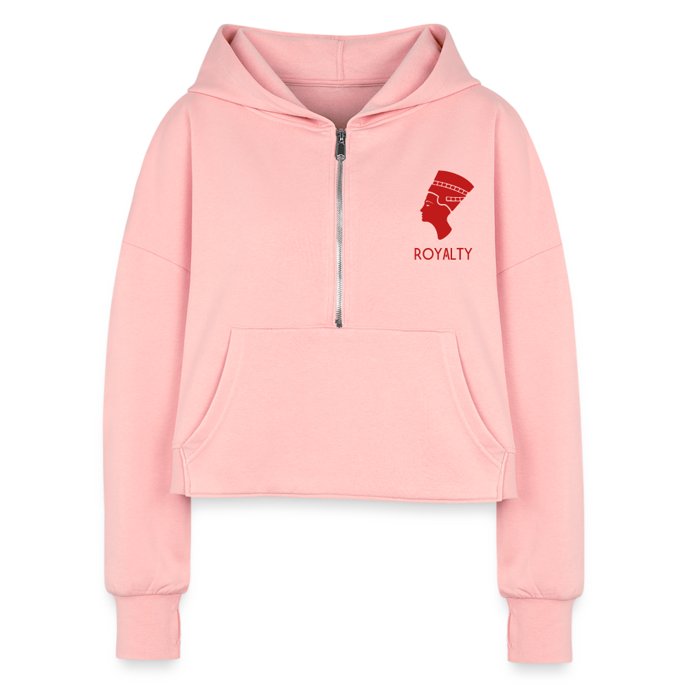 Nefertiti Royalty Half Zip Cropped Hoodie - light pink