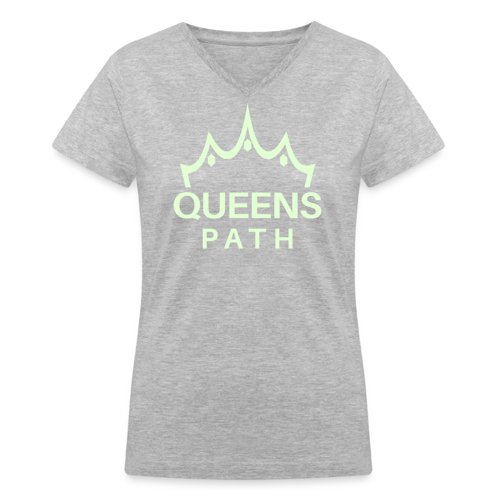 Queens Path Women's V-Neck T-Shirt - gray