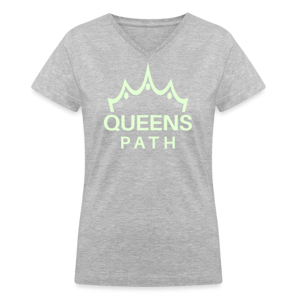 Queens Path Women's V-Neck T-Shirt - gray